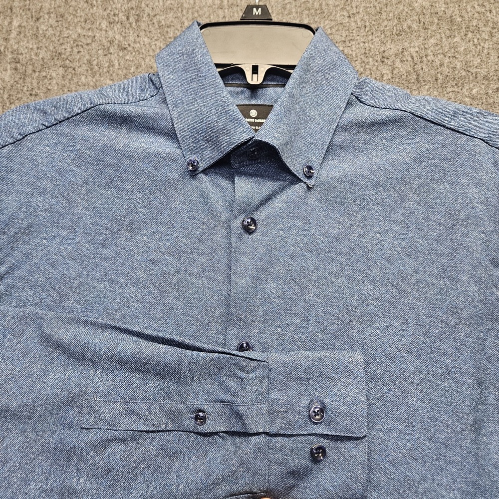 Brooklyn Brigade Men's Modern Slim Blue Button Down Shirt Medium